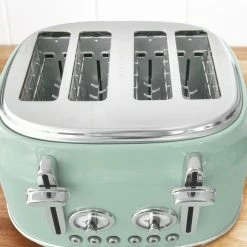 Dunelm Retro Seafoam 4 Slice Toaster -Hot Sale rugs Shop 1000119985 alt02