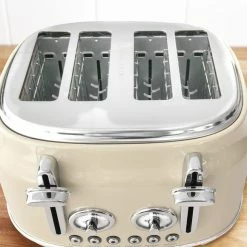 Dunelm Retro Cream 4 Slice Toaster -Hot Sale rugs Shop 1000119986 alt02