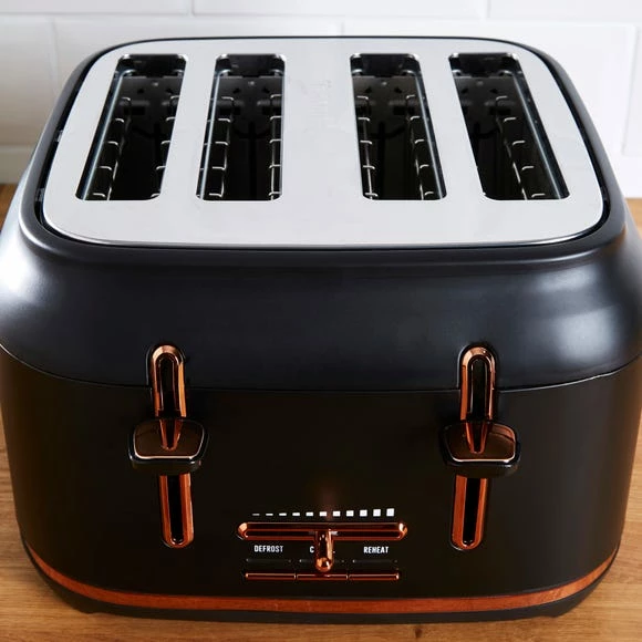 Dunelm 4 Slice Matt Black & Copper Toaster 4 Dunelm 4 Slice Matt Black & Copper Toaster - Image 2