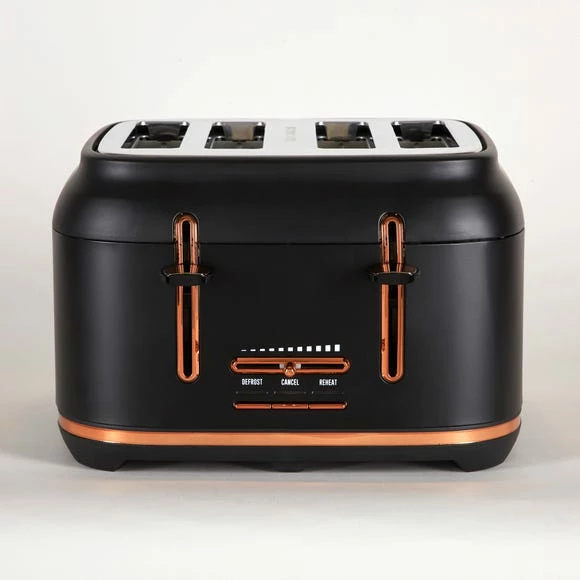 Dunelm 4 Slice Matt Black & Copper Toaster 5 Dunelm 4 Slice Matt Black & Copper Toaster - Image 3
