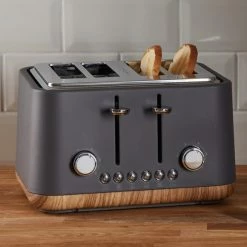 Dunelm Contemporary 4 Slice Matt Grey Toaster -Hot Sale rugs Shop 1000155923 alt01
