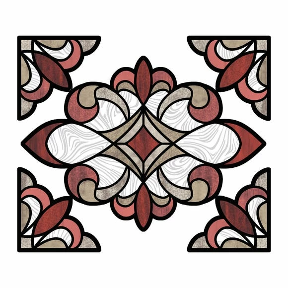 InHome Red Westwood Static Stained Glass Decal 4 InHome Red Westwood Static Stained Glass Decal - Image 2