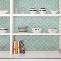 Fine Décor Wallpaper Shell Blue Self Adhesive Backsplash Tiles -Hot Sale rugs Shop 1000168333 alt02