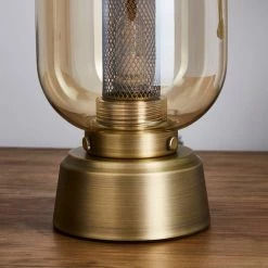 Dunelm Safi Mesh Detail Touch Table Lamp Antique Brass -Hot Sale rugs Shop 1000182850 alt02