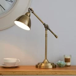 Dunelm Lever Arm Antique Brass Desk Lamp