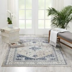 Nourison Beige And Blue Malta 2 Rug