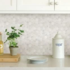 InHome Hexagon Marble Self Adhesive Backsplash Tiles