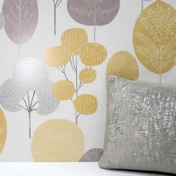 Crown Wallpaper Scandi Forest Mustard Wallpaper