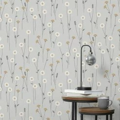 Crown Wallpaper Scandi Floral Ochre Wallpaper