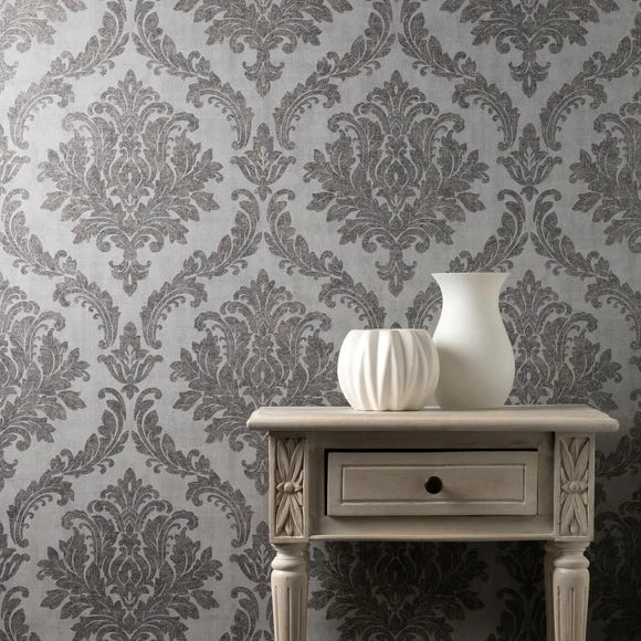 Crown Wallpaper Tulsa Damask Charcoal Vinyl Wallpaper 3 Crown Wallpaper Tulsa Damask Charcoal Vinyl Wallpaper