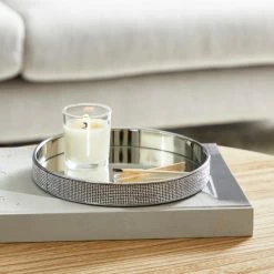 Dunelm Round Diamante Tray