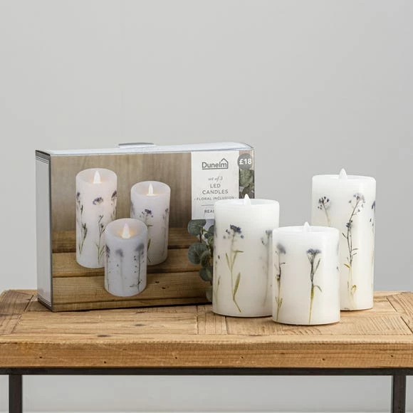 Dunelm Pack Of 3 Lavender Inclusion LED Candles 4 Dunelm Pack Of 3 Lavender Inclusion LED Candles - Image 2