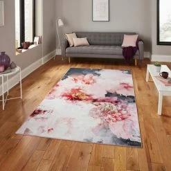 Think Rugs Michelle Collins Floral Rose And Black Rug