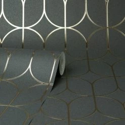 Fine Décor Wallpaper Platinum Rosco Trellis Charcoal Foil Wallpaper 7 Fine Décor Wallpaper Platinum Rosco Trellis Charcoal Foil Wallpaper -Hot Sale rugs Shop 30747094 alt02