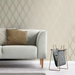 Platinum Rosco Foil Wave Gold Wallpaper
