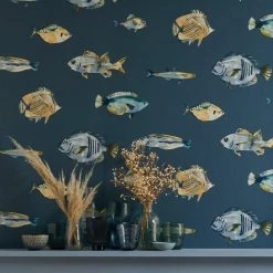 Dunelm Watercolour Fish Wallpaper -Hot Sale rugs Shop 30757402 alt03