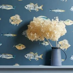 Dunelm Watercolour Fish Wallpaper -Hot Sale rugs Shop 30757402 alt04