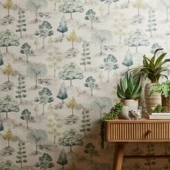 Dunelm Tree Green Wallpaper -Hot Sale rugs Shop 30757410 alt03