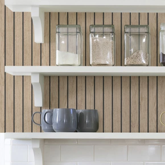 NuWallpaper Nu Wall Self Adhesive Wooden Panel Wall Natural Wallpaper 5 NuWallpaper Nu Wall Self Adhesive Wooden Panel Wall Natural Wallpaper - Image 3