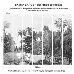 Dunelm Vintage Tropical Black And White Mural -Hot Sale rugs Shop 30764178 alt02