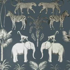 Dunelm Safari Walk Navy Wallpaper -Hot Sale rugs Shop 30770289 alt01