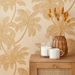 Dunelm Palm Print Natural Wallpaper -Hot Sale rugs Shop 30770687 alt03