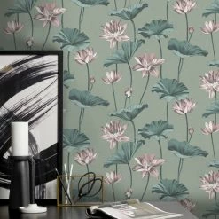 Dunelm Waterlily Lilypad Wallpaper