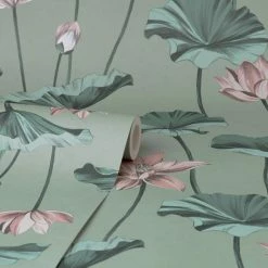 Dunelm Waterlily Lilypad Wallpaper -Hot Sale rugs Shop 30776358 alt02