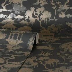 Dunelm Watercolour Scene Raven Wallpaper -Hot Sale rugs Shop 30776364 alt02