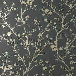Dunelm Sprigs Raven And Gold Wallpaper -Hot Sale rugs Shop 30776373 alt02