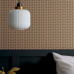 Brewster Cane Charcoal Natural Self Adhesive Wallpaper