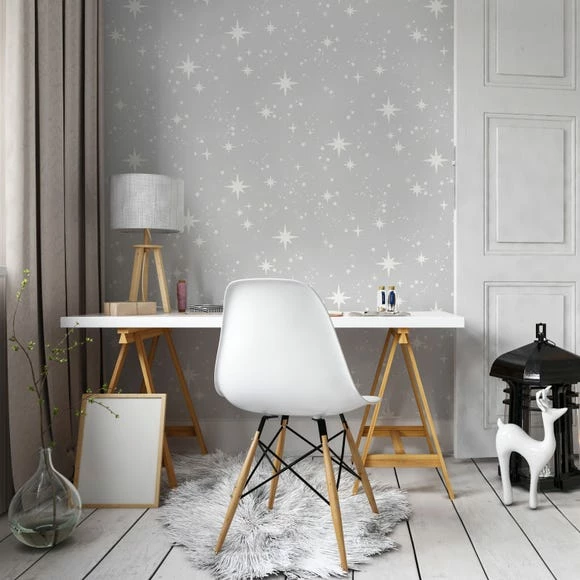 Brewster Scattered Stars Grey Self Adhesive Wallpaper 6 Brewster Scattered Stars Grey Self Adhesive Wallpaper - Image 4