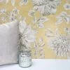 Crown Wallpaper Lucia Yellow Floral Wallpaper -Hot Sale rugs Shop 30782431