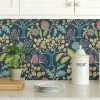 NuWallpaper Groovy Garden Navy Self Adhesive Wallpaper -Hot Sale rugs Shop 30782448