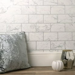 Crown Wallpaper Brick Marble Silver Wallpaper