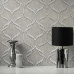 Fine Décor Wallpaper Milano Wave Grey Vinyl Wallpaper