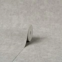 Fine Décor Wallpaper Milano Hessian Grey Vinyl Wallpaper