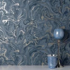 Fine Décor Wallpaper Marble Navy Wallpaper -Hot Sale rugs Shop 30782549 alt03