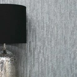 Crown Wallpaper Bergamo Leather Texture Dark Grey And Silver Vinyl Wallpaper