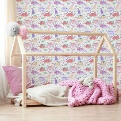 Dunelm Dinosaur Pink Wallpaper