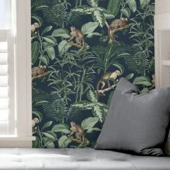 NuWallpaper Nu Wall Self Adhesive Jungle Luxe Navy Wallpaper 12 NuWallpaper Nu Wall Self Adhesive Jungle Luxe Navy Wallpaper -Hot Sale rugs Shop 30782986 alt04