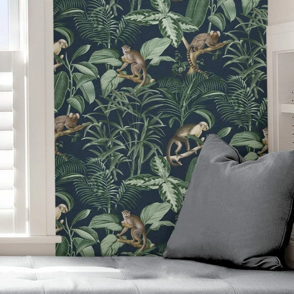 NuWallpaper Nu Wall Self Adhesive Jungle Luxe Navy Wallpaper 7 NuWallpaper Nu Wall Self Adhesive Jungle Luxe Navy Wallpaper - Image 5