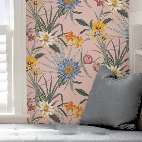 NuWallpaper Nu Wall Self Adhesive Tropical Floral Pink Wallpaper 7 NuWallpaper Nu Wall Self Adhesive Tropical Floral Pink Wallpaper - Image 5