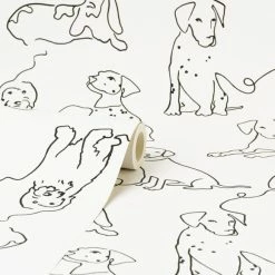 Dunelm Linear Dogs White Wallpaper -Hot Sale rugs Shop 30783035 alt02