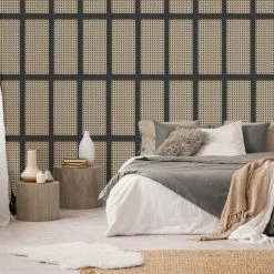 Dunelm Cane Panel Black Wallpaper -Hot Sale rugs Shop 30783045 alt01