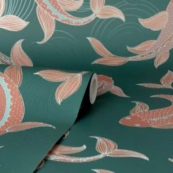 Dunelm Decorative Fish Peacock Wallpaper -Hot Sale rugs Shop 30783058 alt02