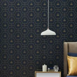 Dorma Heritage Bee Navy Wallpaper