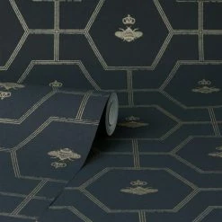 Dorma Heritage Bee Navy Wallpaper -Hot Sale rugs Shop 30783078 alt02