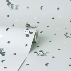 Disney Mickey Mouse Stars And Moon Grey Wallpaper -Hot Sale rugs Shop 30783096 alt02
