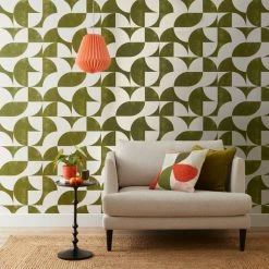 Hot Sale rugs Shop 45 Elements Retro Geo Olive Wallpaper
